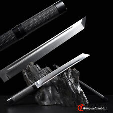 18'' Black Tanto 9260Steel Japan Samurai Short Sword Sharp Self-defence Ninjato picture