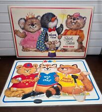 Set of 2 - 1981 Shirt Tales Laminated Placemats Vtg Hallmark Activities Games picture