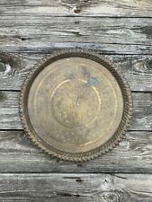 Boho Large 16” Vintage Brass Handcrafted Ornate Engraved Unique Solid Tray picture