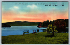 Postcard Eagle Bay Across Fourth Lake Eagle Bay N.Y. Adirondack Mts.     H 1 picture