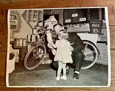 Vintage 1950s 8x10 Photo Milk Dairy Promotion Bicycle Girl Dad Original Backmark picture