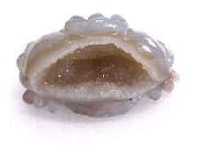 Wide 3.5'' Natural AGATE GEODE Carved Crystal Toad Skull,Home Decoration picture