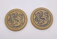 Lot Of 2 Antique Poker Chips: Engraved Lion Rampant White picture