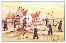 1906 Hunting Animals Scene Our Shooting Party Posted Antique Postcard picture