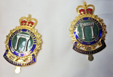 Lot x2 Original Vintage Canadian Forces Servire Armatis Administration Cap Badge picture