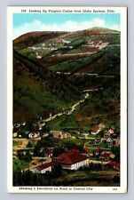 Idaho Springs CO-Colorado, Aerial Looking Up Virginia Canon, Vintage Postcard picture