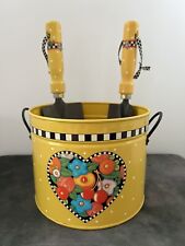 Vintage Rare MARY ENGELBREIT Metal Tin Pail Spring Bucket With 2 Spades picture