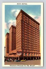 Houston TX-Texas, Rice Hotel, Antique Vintage Souvenir Postcard picture