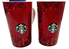 Lot of 2 - Starbucks 2013 16oz Red Holiday Ceramic Coffee Mugs picture