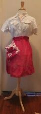 Vintage Red Poinsettia Christmas Half Organza Apron Kitchen Apron Baking Holiday picture