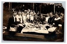 Vintage 1910's RPPC Postcard Photo of Large Family Picnic picture