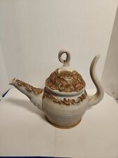 Vintage Unusual Rare Large ceramic tea pot Decorative  Lid Handmade Heavy picture