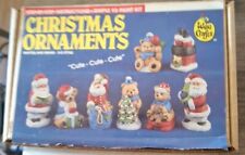 VINTAGE NEW WEE CRAFTS SANTA BEARS FIGURES READY TO PAINT KIT SET OF 8 picture