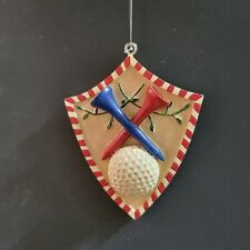 RUSS Classic Memories Vintage Sports GOLF Hand Painted Ornament Shield picture