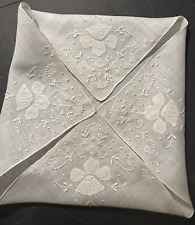 Gorgeous Antique Bridal Fine Linen Appenzell Embroidery Handkerchief  12