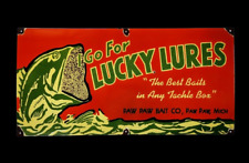 Lucky Lures Paw Paw Bait Porcelain Enamel Sign 36x18 picture