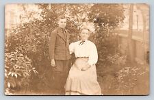 RPPC Lady Sits With Arm Around Young Boy VELOX 1907-1914 ANTIQUE Postcard 1413 picture