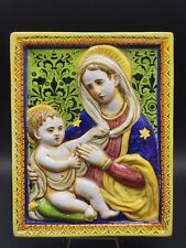 Vintage 3D Virgin And Child Tile Plaque Made By Dervta Has Damage As Shown picture