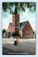 First M.E. Methodist Episcopal Church San Bernadino California Tower Postcard B6 picture