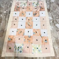 quilted blanket quilt pink beige square block hand tie picture