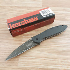 Kershaw Leek Assisted Folding Knife 3.0 Damascus Steel Blade Carbon Fiber Handle picture