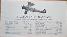 Command-Aire 5C-3 Airplane Biplane 1928 Advertising Item, Curtiss-Challenger picture