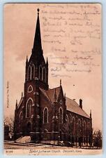 1908 Synod Lutheran Church Building Tower Facade Entrance Decorah Iowa Postcard picture