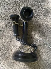 VINTAGE AMERICAN BELL CANDLESTICK TELEPHONE BLACK BRASS & BAKELITE picture
