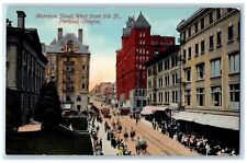 Portland Oregon OR Postcard Morrison Street West From 6th Street c1920's Antique picture