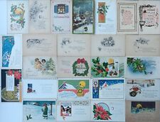 25 Blank Antique Vintage Christmas Postcards: Children Wreathes Poinsettia Lot 3 picture