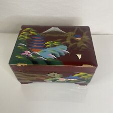 VTG Hand Painted Wood Lacquer Music Jewelry Box Footed, Works. VTG 1950’s picture