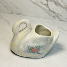 Vtg Ceramic Swan Toothpick Holder, Small Planter,trinket dish, 2.5 in hand paint picture