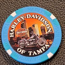 HD OF TAMPA (Blue/Teal Wide Print) FLORIDA ~ Harley Davidson Poker Chip (CLOSED) picture