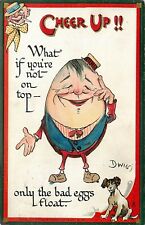 Embossed Tuck Postcard Cheer Up 176 Artist Dwig Anthropomorphic Bad Eggs Float picture