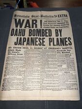 Dec. 7, 1941 Honolulu Star Bulletin: War: Oahu Bombed By Japanese Planes: WWII picture