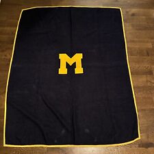 Vintage University of Michigan Football Wool Blanket 68” x 54