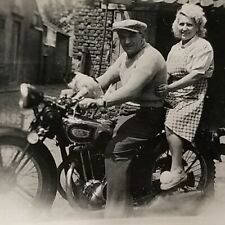 Vintage Snapshot Photo Motorcycle Grandma Grandpa License Plate France 1942 WWII picture