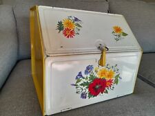 RARE Vintage 1940's Tin Pie Safe Bread Box Combo Yellow Red Blue Floral Latched picture