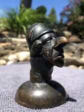 Rare Antique Bronze Bust Sculpture Large Nose French Man Paper Weight Holder EX+ picture