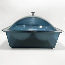 TASTY TEMP Vintage 60s 70s Domed Double Serving Container - Smoked Black (Blue) picture