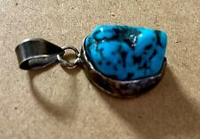 Vintage VB Vernon Begay Navajo Native American Sterling Turquoise NUGGET PENDANT picture