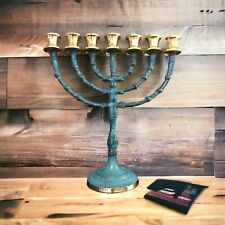 Jerusalem Menorah - 12 Inch Height Brass Copper 7 Branches Menorah From Israel picture