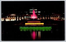 Greater Pittsburgh Airport Fountain Illuminated View PA Chrome Postcard picture