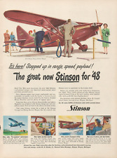 1947 Stinson Airplane It's Here Stepped Up Range Speed Payload 1948 Print Ad picture