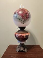 Antique Pittsburgh Sucess Red Floral Oil Lamp  picture