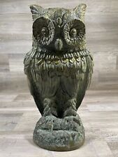 Vintage Large Owl Figurine Statue Perched Art Deco 16” Tall Heavy READ picture