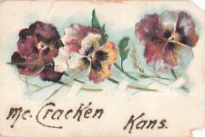 Early German 1900's McCracken KS Flowers Romance Postcard 5.5