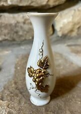 Vintage Old Hollywood Glam Bud Vase, High Relief Gold Grapes, Japan picture