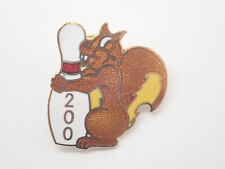 Squirrel with Bowling Pin 200 Vintage Lapel Pin picture