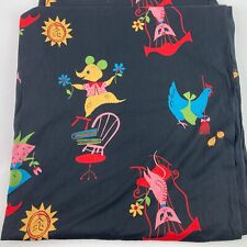 4 yds Vintage Novelty Juvenile Black Fabric Frog Cats Bunny Animals Mouse Owl picture